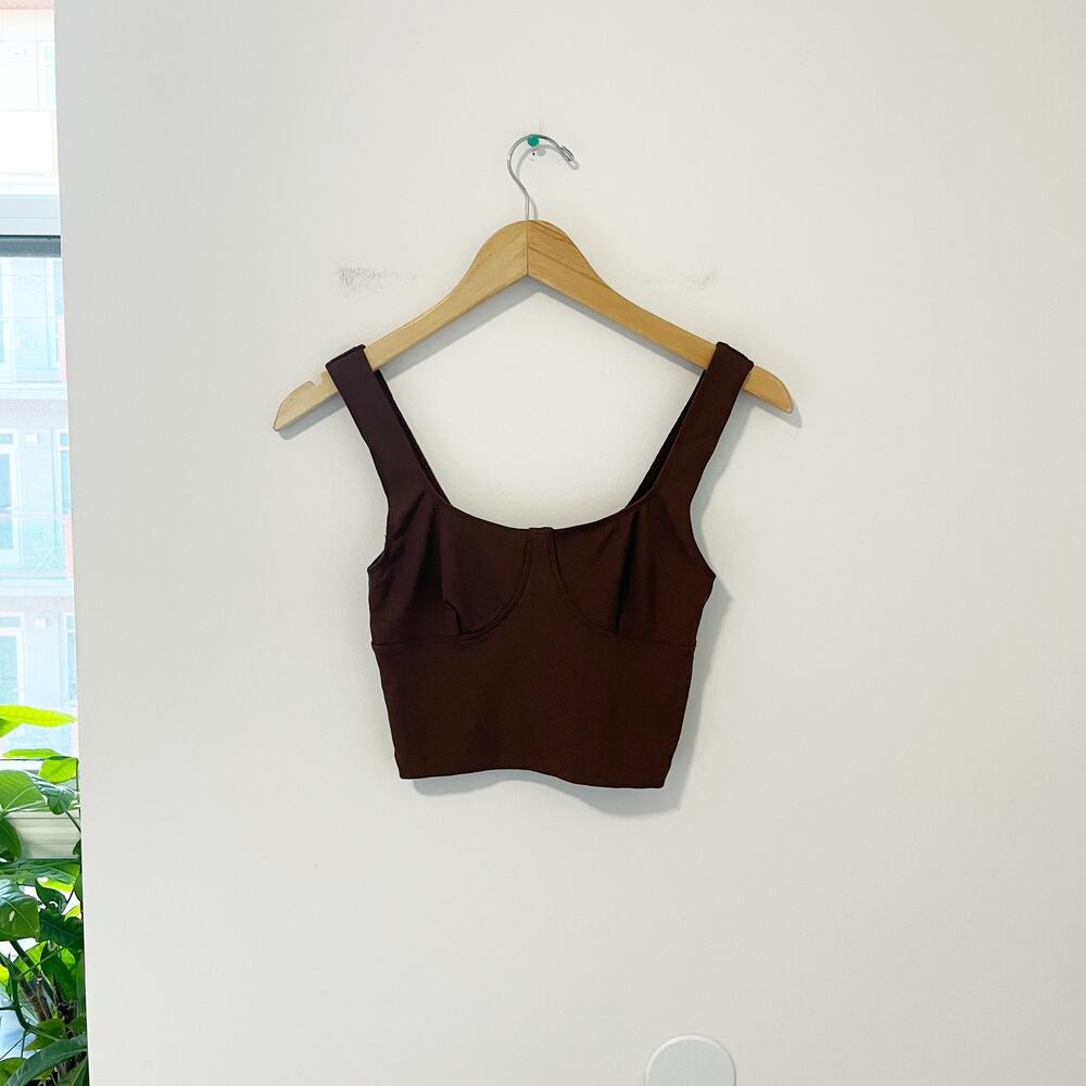 Aritzia Wilfred Brown Ribbed Crop Top Size XS